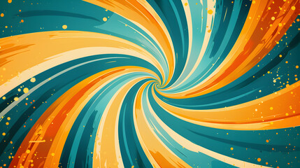 Wall Mural - A vibrant abstract swirl of blue, orange, and yellow colors creating a dynamic visual effect.