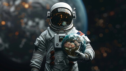 astronaut holding earth