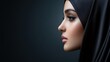 © Sittipol  - a beauty Arab women wearing headscarf take shot from side view, studio photo, isolated on background