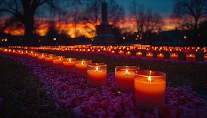 Poster - Burning candle illuminates dark night in peaceful celebration generated by AI