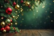© Yuane - Christmas Tree with Ornaments on Wooden Table