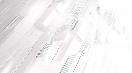 Wall Mural - Crystalline Data Stream: Abstract white geometric shapes evoking the flow of information and technology. 