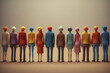 © Sankha - Cartoon characters. group of people in a row. Claymation style