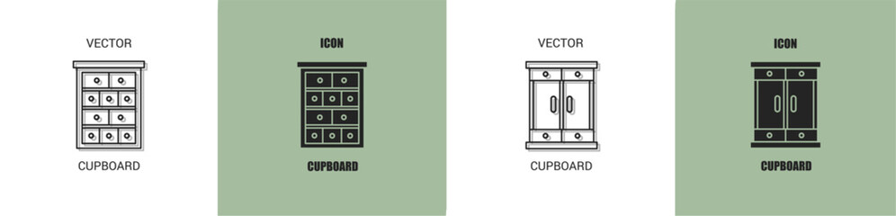 Poster - Cupboard icon line. Cupboard vector illustration.