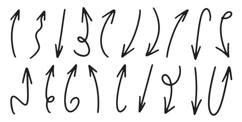 Set of Hand drawn vector arrows doodle on white background design element vector illustration