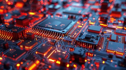 Canvas Print - Superb Neon circuit board background