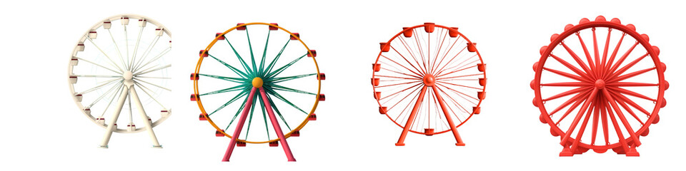 Colorful Ferris Wheel Set for Amusement Park or Carnival Designs