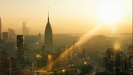 Wall Mural - view of the city in golden hour