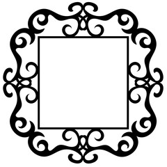 Wall Mural - Beautiful black frame with an original ornament on a white background