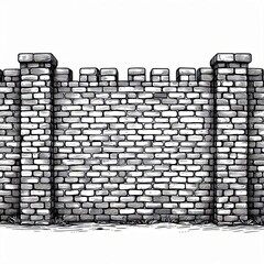 brick wall in black and white for coloring