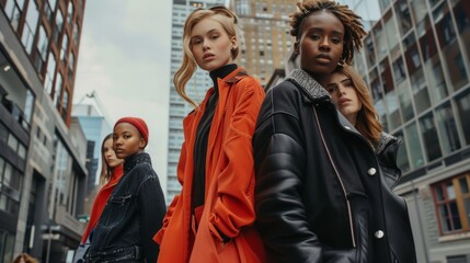 models posing for the camera with urban clothing on the street