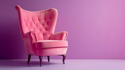 Wall Mural - Pink Chair on purple background