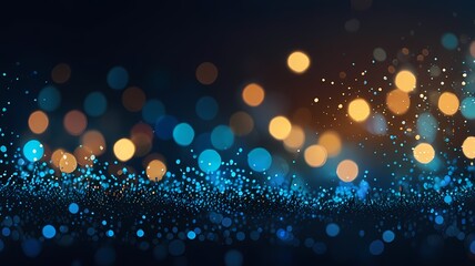 Abstract background blue with particles and bokeh effect