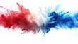 © BonzEarthsnapper - Design an image of the French tricolore flag as a liquid explosion of blue, red, and white paint, isolated on white. Europe celebration, soccer, travel, tourism concept
