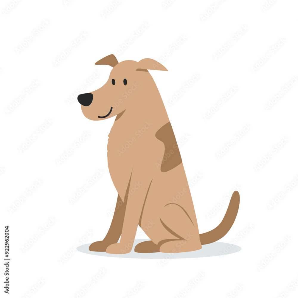 Dog vector illustration. Cute sitting dog cartoon clipart, animal in ...