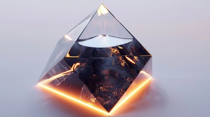 Wall Mural - Abstract Geometric Glass Pyramid with Glowing Base