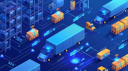 Automated Warehouse with Connected Trucks and Automated Guided Vehicles