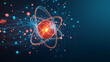 © patpongstock - Vibrant illustration of an atom with glowing particles, symbolizing energy, science, and the atomic structure in a modern design.