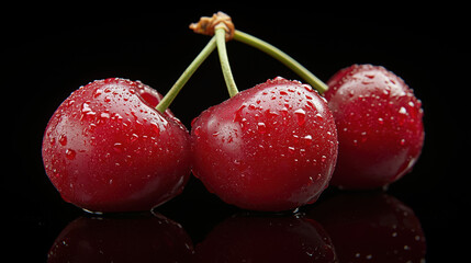 Sticker - A few cherries on a black background 