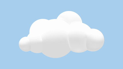 Wall Mural - soft, 3d and white cartoon fluffy clouds vector illustration on blue sky background. 3d geometric sh