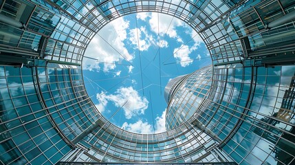 Wall Mural - Approaching the revolving glass ceiling roof from the lower angle