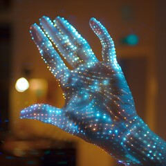 Canvas Print - Illuminated Hand with Bokeh Lights.