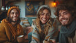 © Jammer Gene - Group of friends sharing and drinking yerba mate tea at home.