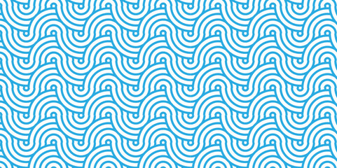 Wall Mural - Minimal Vector overlapping Pattern diamond geometric blue color spiral line waves abstract wave line. seamless blue tile stripe overlap creative retro circle line fabric pattern white background.