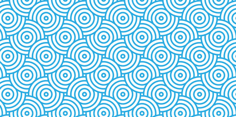 Wall Mural - Minimal Vector overlapping Pattern diamond geometric blue color spiral line waves abstract wave line. seamless blue tile stripe overlap creative retro circle line fabric pattern white background.