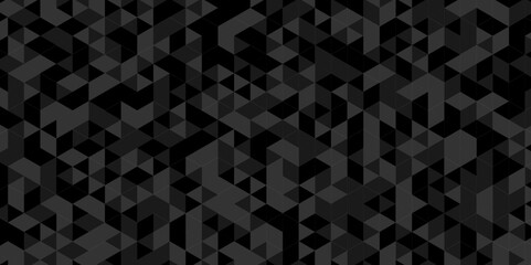 Wall Mural - Vector glowing dark black charcoal gradient abstract triangle polygon mosaic. vector geometric ornament. seamless diamond technology black and gray triangle element light background.