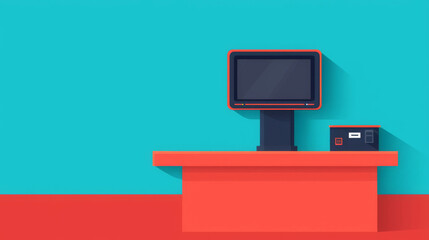 Retail store automation, cashierless checkout system, flat design illustration