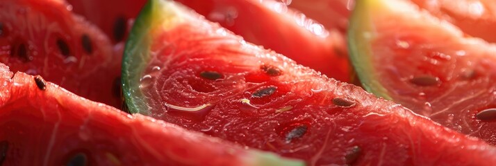 Wall Mural - Close-up view of fresh, ripe watermelon slices