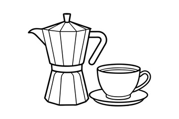 Continuous single line drawing of cup of espresso and moka art vector