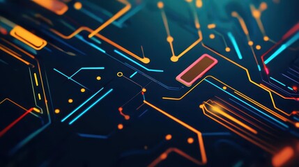 Wall Mural - discover a vibrant blue technology background with glowing lines, perfect for a modern and sleek dig