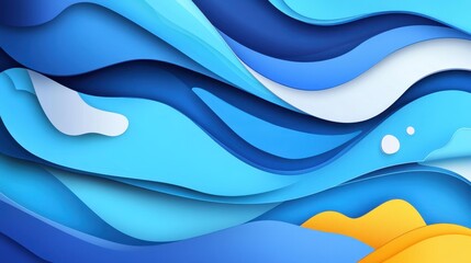 Wall Mural - Vibrant abstract blue wave background features smooth curves and textures, perfect for modern designs and creative projects.