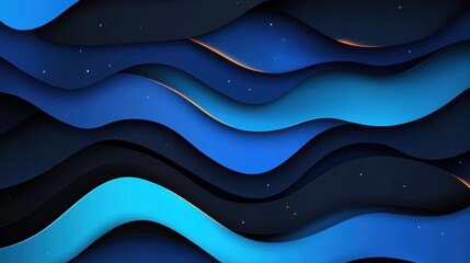 Poster - Vibrant dark backdrop featuring glowing blue waves, combining modern flat design with playful textures for a striking visual impact.