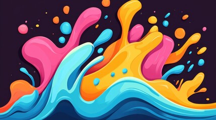 Poster - Colorful waves blend in an abstract background, bringing a vibrant touch to your design with modern textures and playful style.