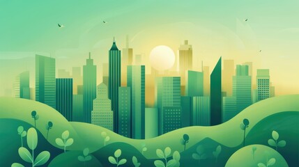 Poster - Green initiatives, urban green spaces, flat design illustration