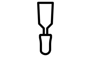 Sticker - Tool icon with simple line drawing in black and white, scraper