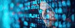 © Exnoi - Hacker, double exposure, advanced data protection, dark background, holographic interface