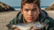 © YENI - Close up young fisherman showing his captured fish