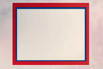 Wall Mural - Red, white and blue border frame on a blank background A white square shape with a red thin line Generative AI