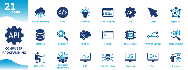 computer programming icon. set of icons on the theme of computer science, computer technology, softw