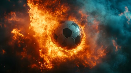 Wall Mural - Soccer Ball in Flames.