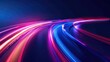 © Waa - Abstract background of colorful light trails on dark blue and red colors with a speed effect for design, banner or poster. Vector illustration,