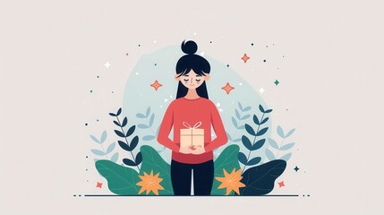 Wall Mural - rating, person holding star ratings, flat design illustration