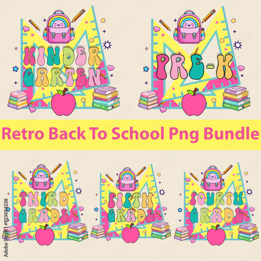Retro Back to School Png Bundle, First Day of School Png, Retro ...