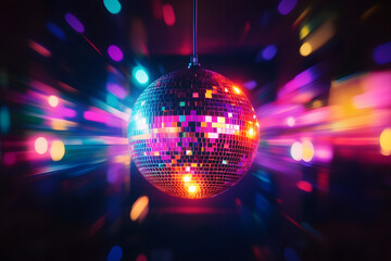 Wall Mural - colorful disco mirror ball nightclub sphere light.
