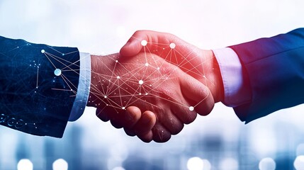 A symbolic handshake representing partnership and collaboration in a digital business environment.