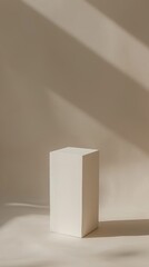 Minimalist display pedestal in soft light, ideal for showcasing art or product with modern decor elements.